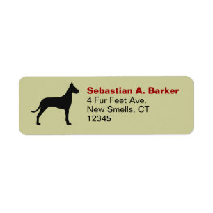 Great dane Hund Silhouette Returadress Labells Etikett