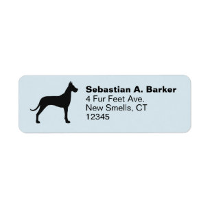 Great dane Hund Silhouette Returadress Labells Etikett