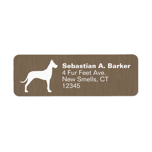 Great dane Hund Silhouette-Returetiketter Returadress Etikett (Framsidan)