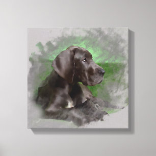Great dane Hund Sitta Watercolor Art Porträtt Canvastryck