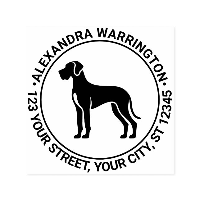 Great dane Hund Ständiga Silh Namn Returadress Självfärgande Stämpel (Design)