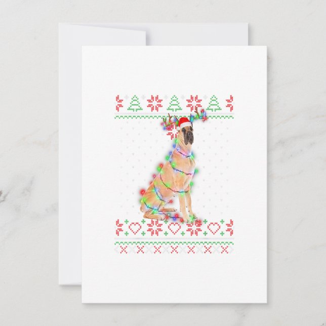 Great dane Hund Ugly Sweater jul Puppy Hund Lo Inbjudningar (Framsida)