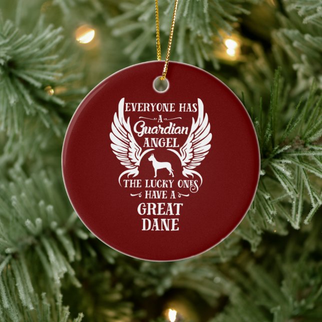 Great dane hund (väktare) julgransprydnad keramik (Träd)
