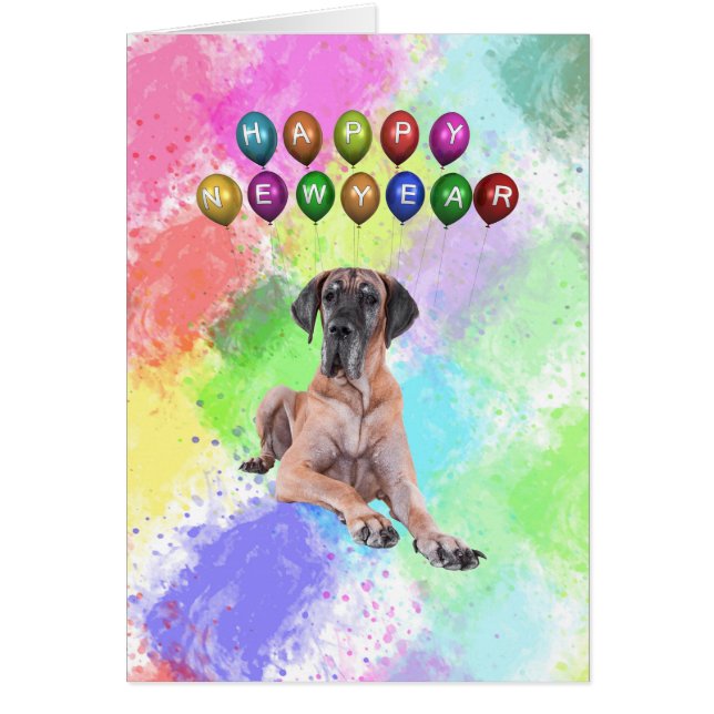 Great dane Hund Wishing Gott nytt år Hälsningskort (Framsidan)