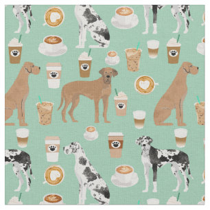 Great dane hundar kaffe älskare mynta tyg