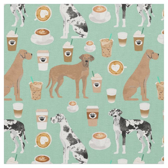 Great dane hundar kaffe älskare mynta tyg (Närbild)