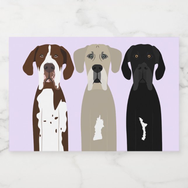 Great dane Hundar Mat Etiketter (Singel etikett)