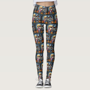 Great dane Hundar Pumpkin Halloween Funny Leggings