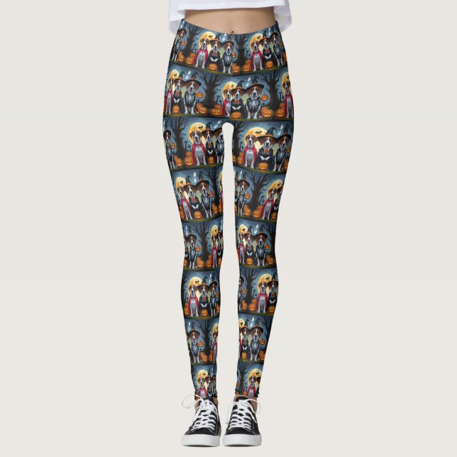 Great dane Hundar Pumpkin Halloween Funny Leggings (Framsida)