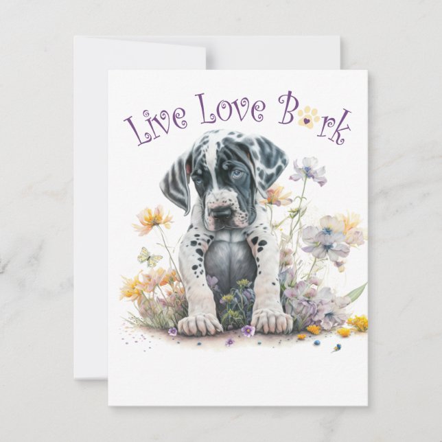 Great Dane hundmamma blommig Anteckningskort (Framsida)