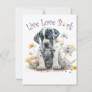 Great Dane hundmamma blommig Anteckningskort