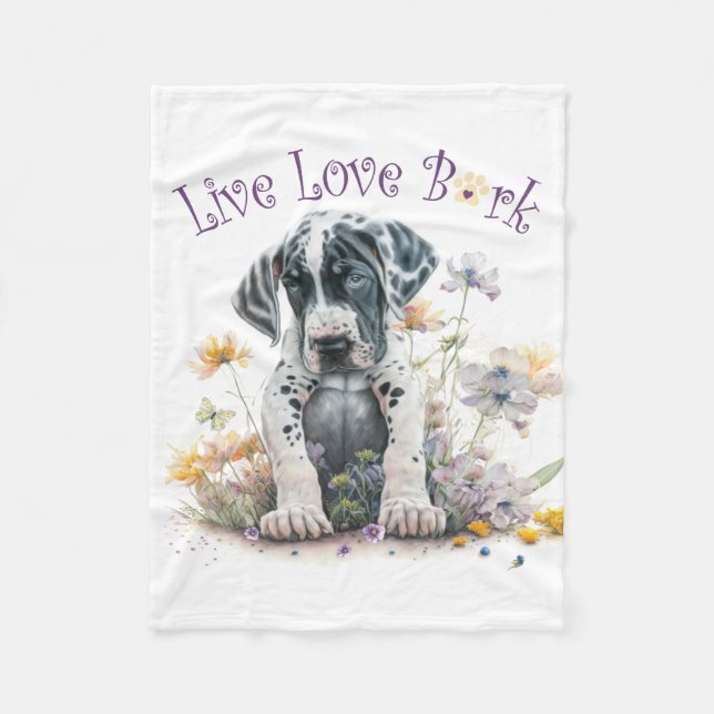 Great Dane Hundmamma Blommig Fleecefilt (Framsidan)