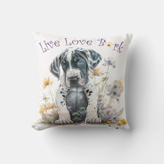 Great Dane Hundmamma Blommig Kudde (Framsida)