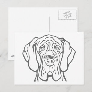 Great Dane-huvud ritat på vykort