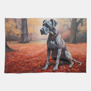 Great dane i Höst löv Fall Inspire Kökshandduk