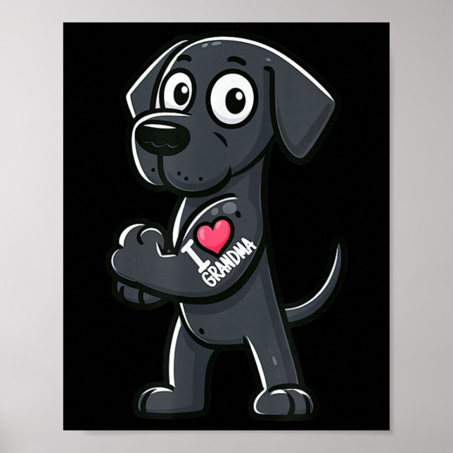 Great dane I Kärlek Grandma Rolig hund Tattoo Poster (Framsidan)