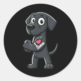 Great dane I Kärlek Grandma Rolig hund Tattoo Runt Klistermärke