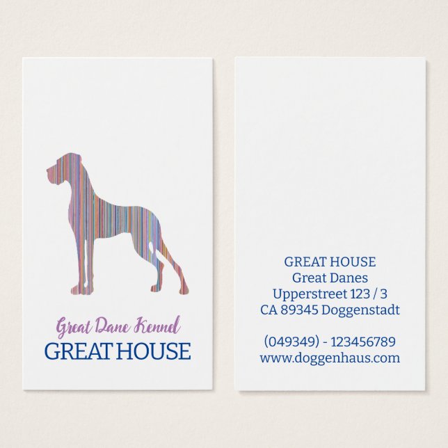 Great Dane-illustration Pastell Färgbusinesskort Visitkort (Framsida & baksida)