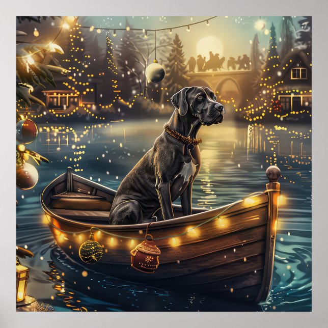 Great dane jul - festlig resa poster (Framsidan)