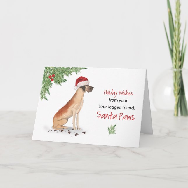 Great dane-jul från Hund i Finny Santa Hat Kort (Framsida)
