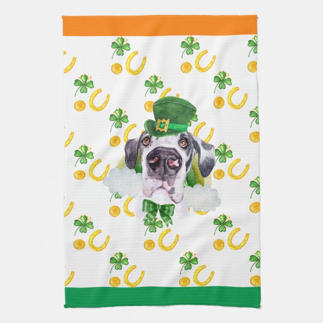 Great Dane Jul Hem Inredning St Patricks Day Kökshandduk (Vertikal)