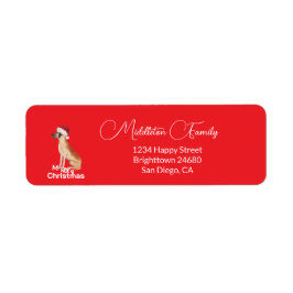 Great dane jul Merry Santa Hat Red Returadress Etikett