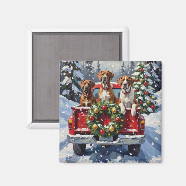 Great Dane Jul Röda Lastbil Holiday Magnet (Front/Back)