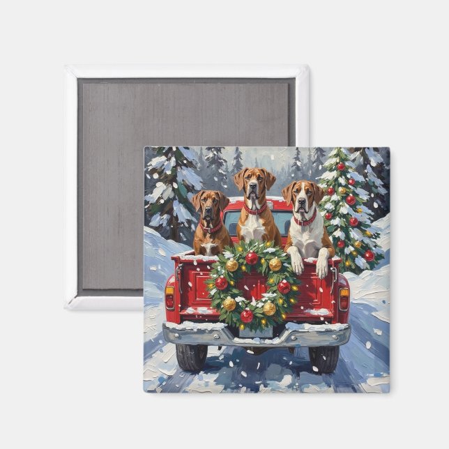 Great Dane Jul Röda Lastbil Holiday Magnet (Front/Back)