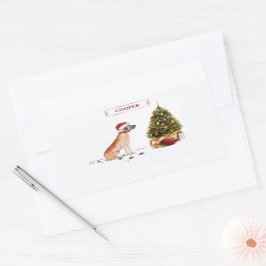 Great dane-julen Hund med Träd Rektangulärt Klistermärke