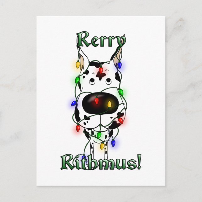 Great dane-julen Ljus Helg Vykort (Framsida)