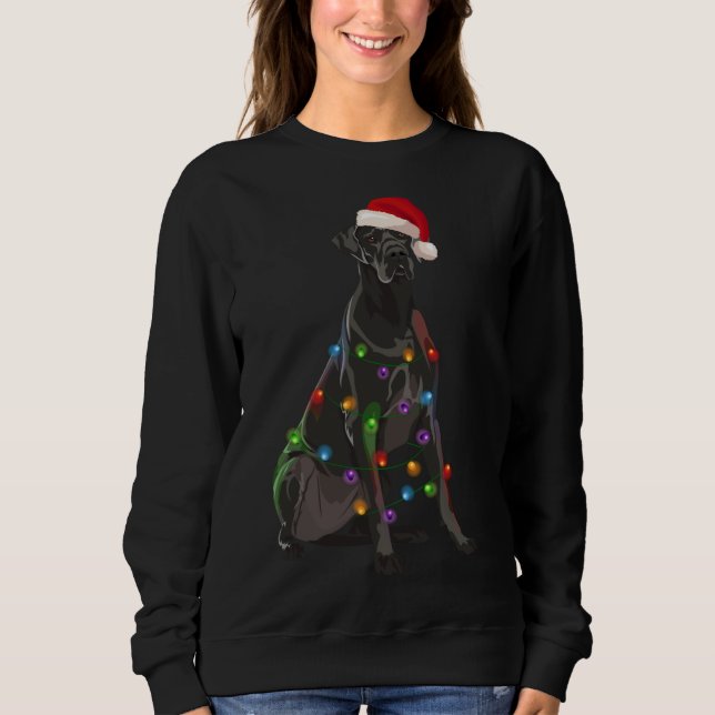 Great dane-julen Ljus Julafton Hund älskare Santa T Shirt (Framsida)
