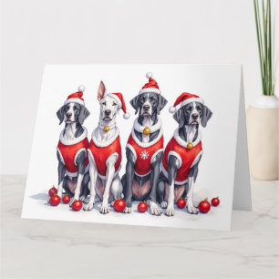 Great Dane julklänning tomtehatt Kort