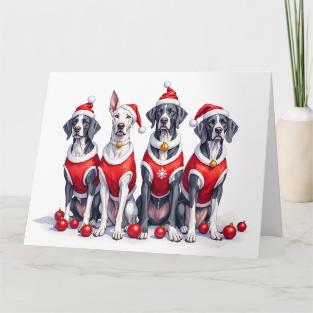 Great Dane julklänning tomtehatt Kort (Framsida)