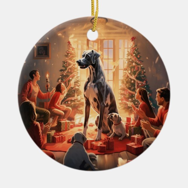 Great dane-julklump,hund-minnesgåva,hund älskare julgransprydnad keramik (Framsidan)
