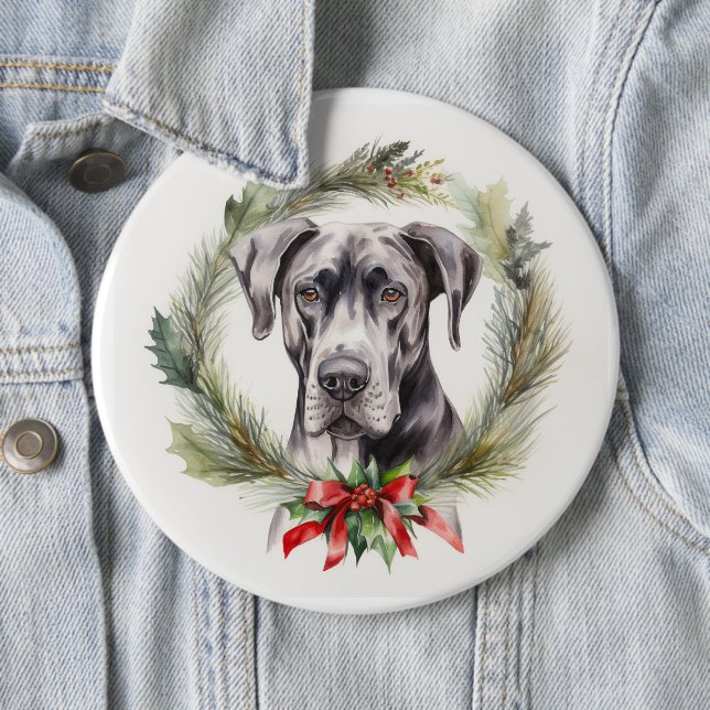 Great Dane Julkrans Festiv Hundvalp Knapp (In Situ)