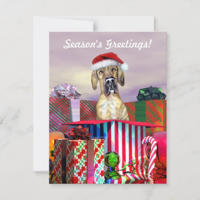 Great dane-julöverraskningsbrindle UC Inbjudningar (Framsida)