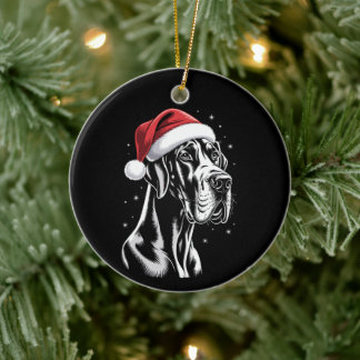 Great Dane jultomte hatt svart vit jul snö Julgransprydnad Keramik
