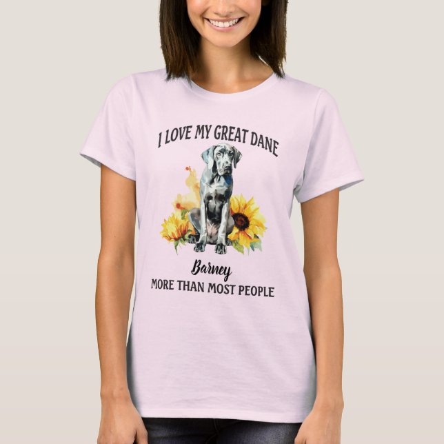 Great dane Kärlek (Anpassa Namn) T Shirt (Framsida)