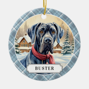 Great dane keramisk cirkel prydnadsföremål julgransprydnad keramik