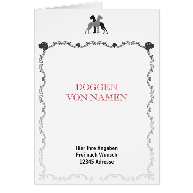 Great dane-kort hälsningskort (Framsidan)