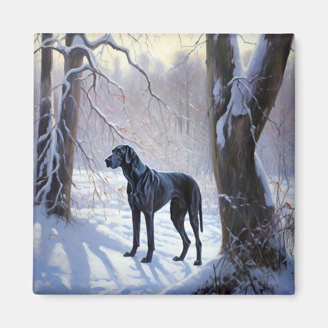 Great dane Låt det snöa jul Magnet (Framsidan)