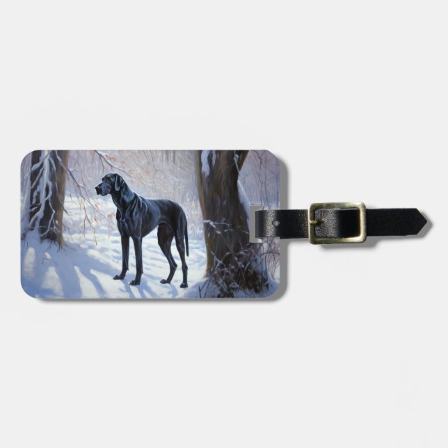 Great Dane Let It Snow Jul Bagagebricka (Horisontell Framsida)