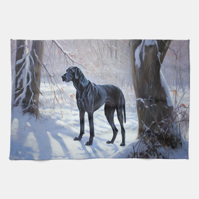 Great Dane Let It Snow Jul Kökshandduk (Horisontell)