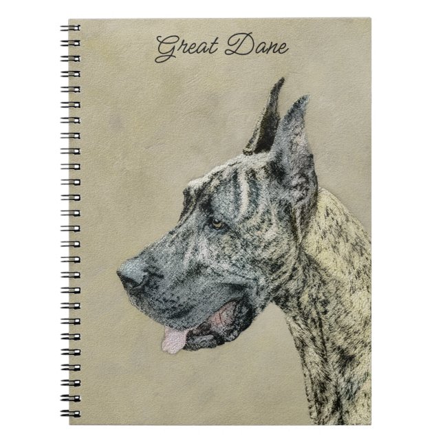 Great dane-målning (Brindle) - Originalteckning av Anteckningsbok (Framsidan)
