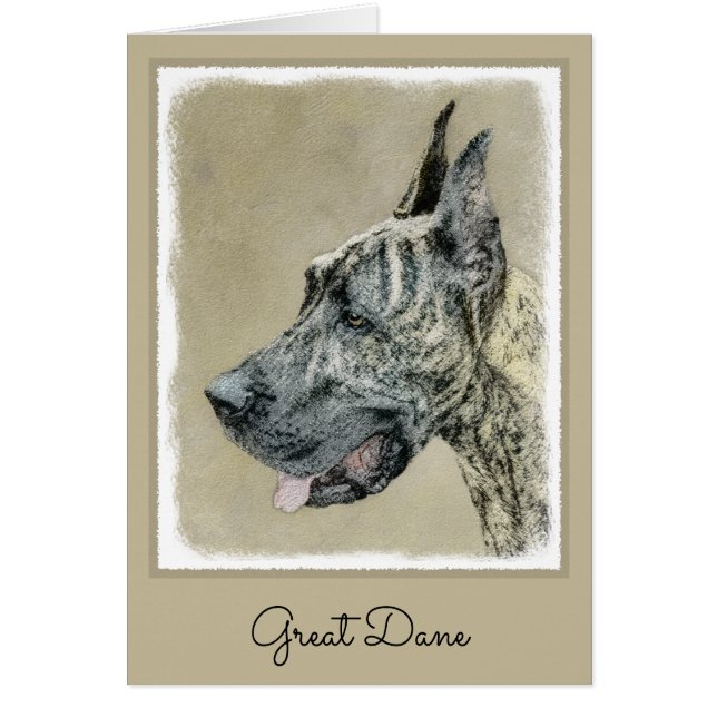 Great dane-målning (Brindle) - Originalteckning av Hälsningskort (Framsidan)