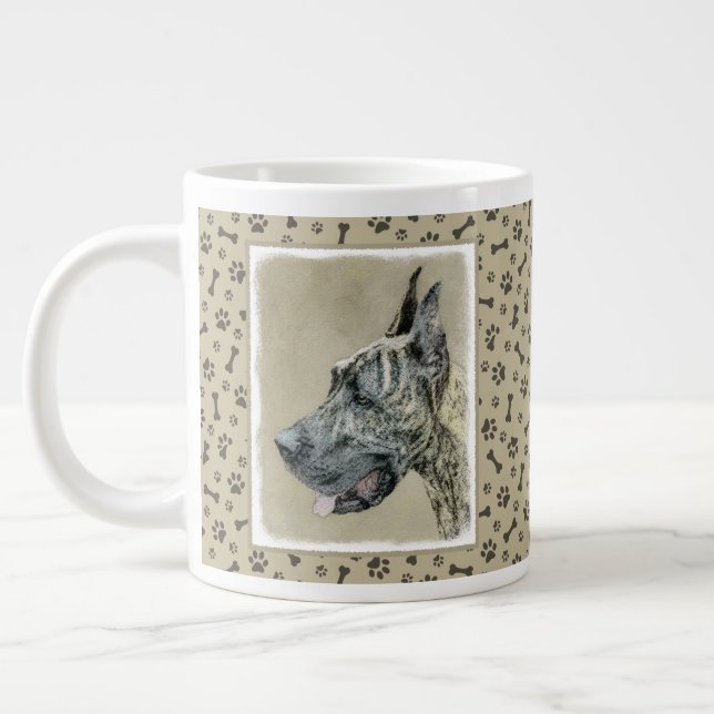 Great dane-målning (Brindle) - Originalteckning av Jumbo Mugg (Vänster)