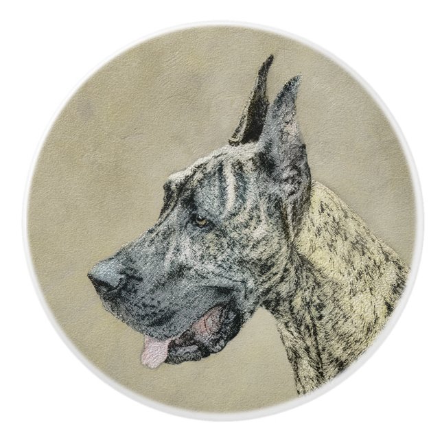 Great dane-målning (Brindle) - Originalteckning av Knopp (Framsidan)