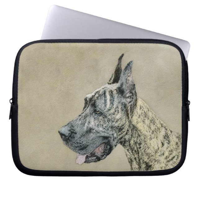 Great dane-målning (Brindle) - Originalteckning av Laptop Fodral (Framsidan)