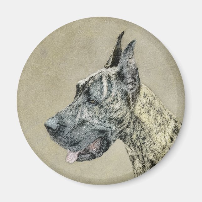 Great dane-målning (Brindle) - Originalteckning av Magnet (Framsidan)