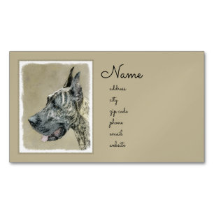 Great dane-målning (Brindle) - Originalteckning av Magnetiska Visitkort
